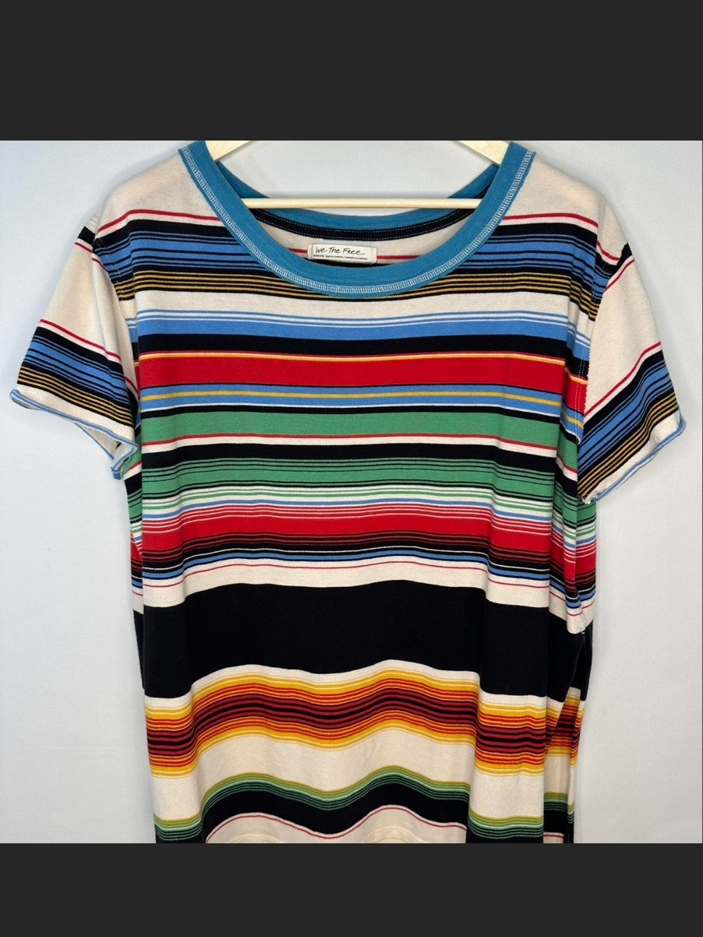Striped Multicolor Short-Sleeve Tee - Blue Trim